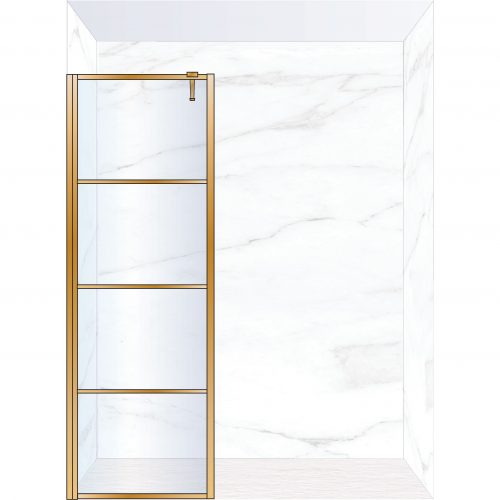 West One Bathrooms Online FXDEC80BB – DECO Fixed Panel 800 x 2100 mm Brushed Brass & Clear Glass