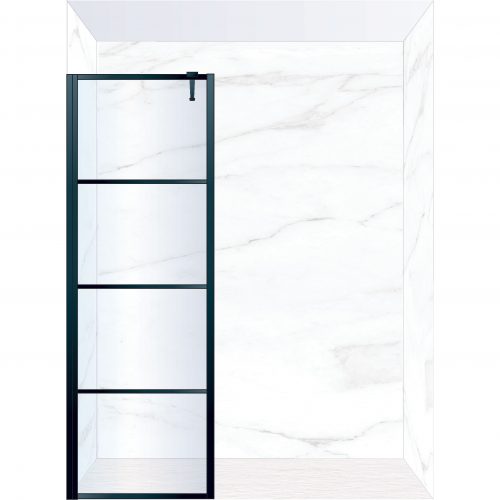 West One Bathrooms Online FXDEC80BK – DECO Fixed Panel 800 x 2100 mm Matt Black & Clear Glass