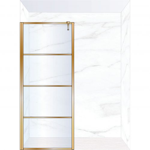 West One Bathrooms Online FXDEC90BB – DECO Fixed Panel 900 x 2100 mm Brushed Brass & Clear Glass