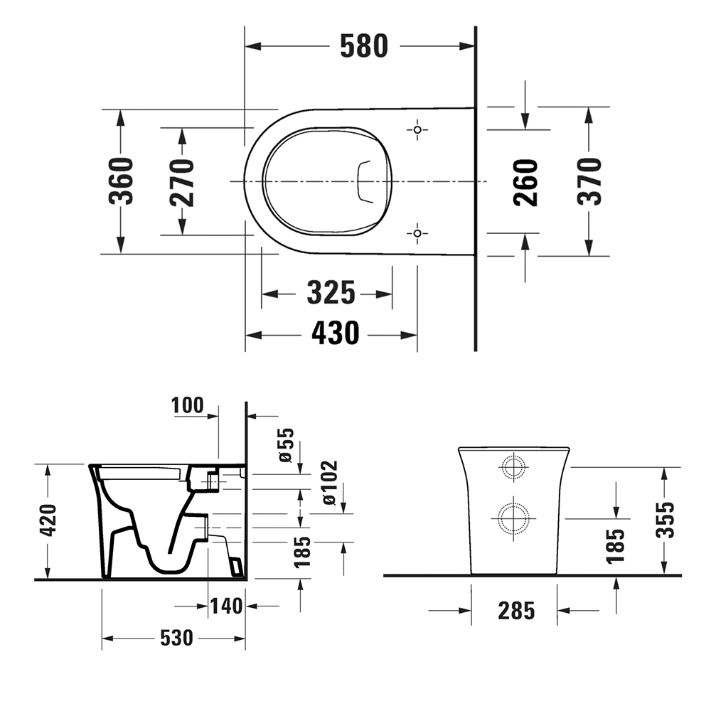 Duravit white tulip WC tech image