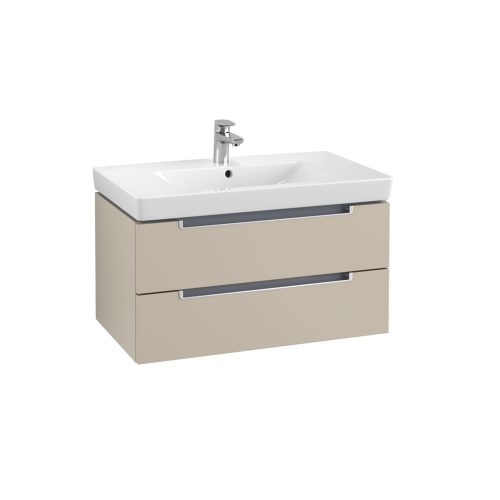 West One Online Soho Wall Hung Vanity Unit & Washbasin  Soft Grey