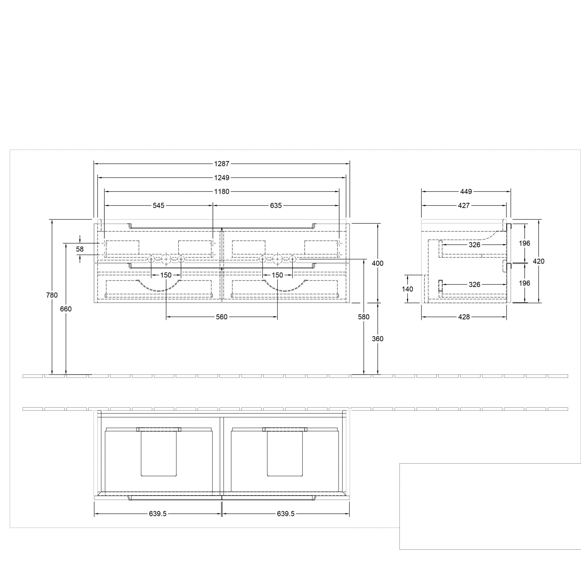 West One Online VB soho double basin & vanity unit