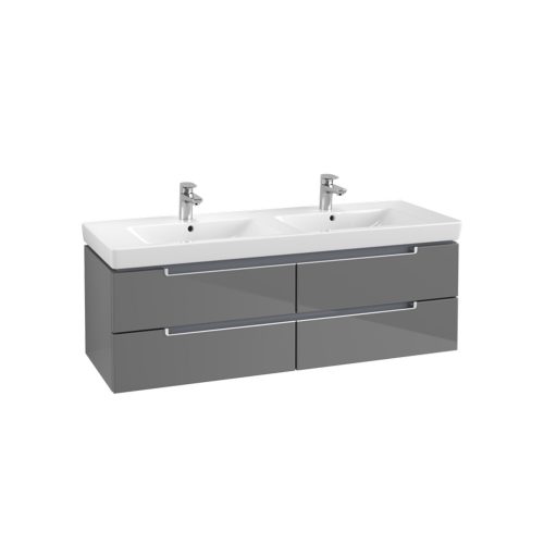 West One Online VB soho double basin & vanity unit  Glossy grey