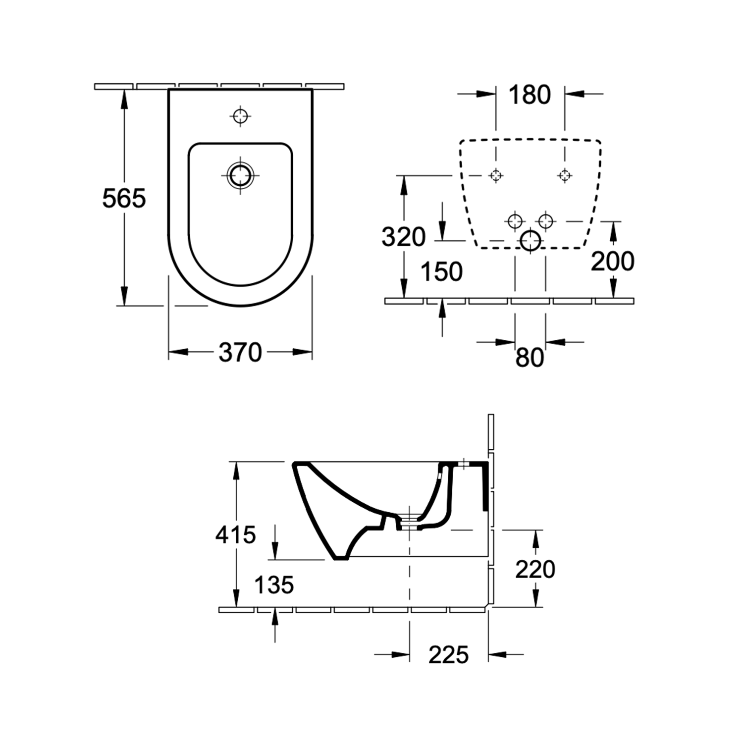 Villeroy & Boch Soho Wall Hung Bidet technical image