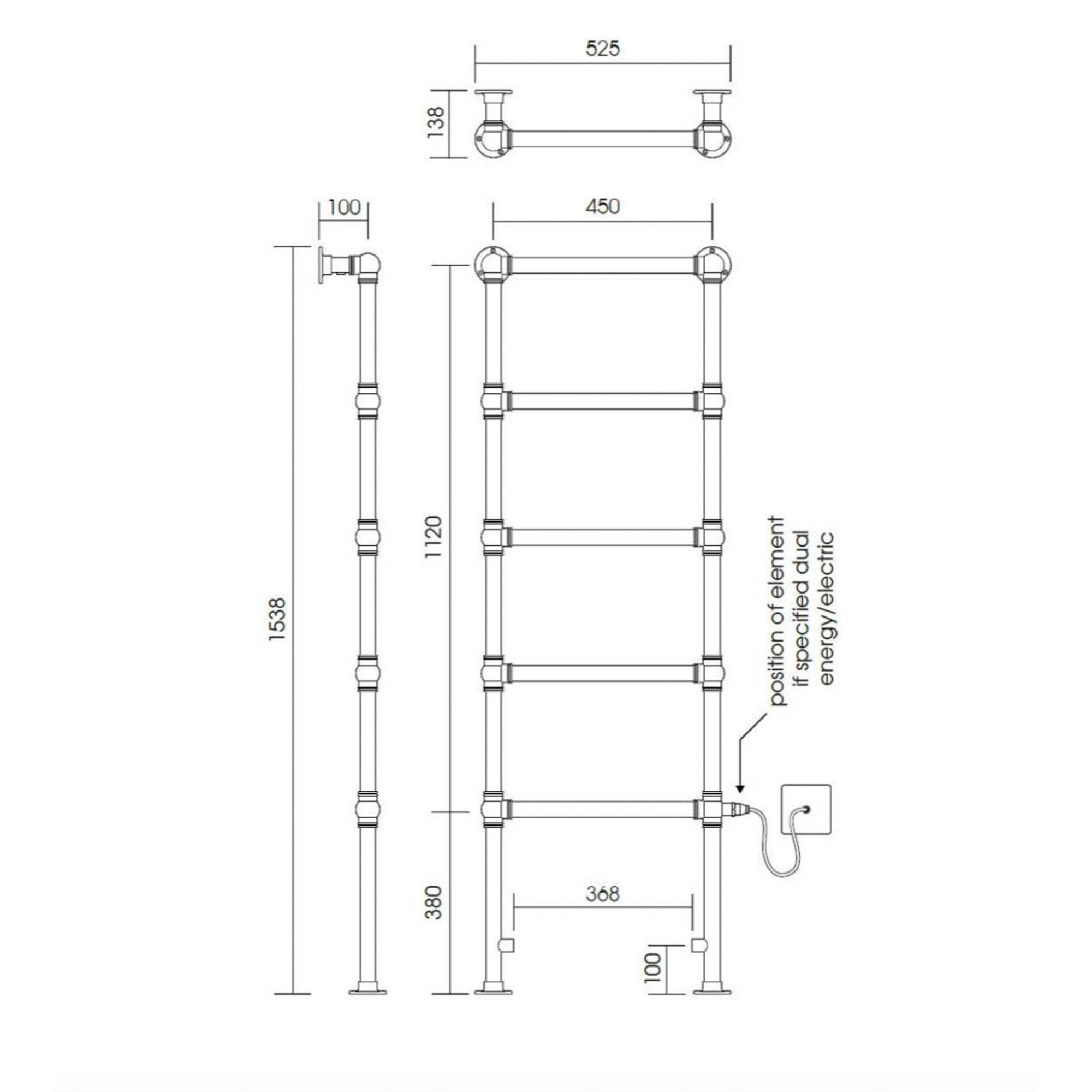 West One Bathrooms Online Thomas Crapper Wall & Floor Mounted Heated Towel Rail