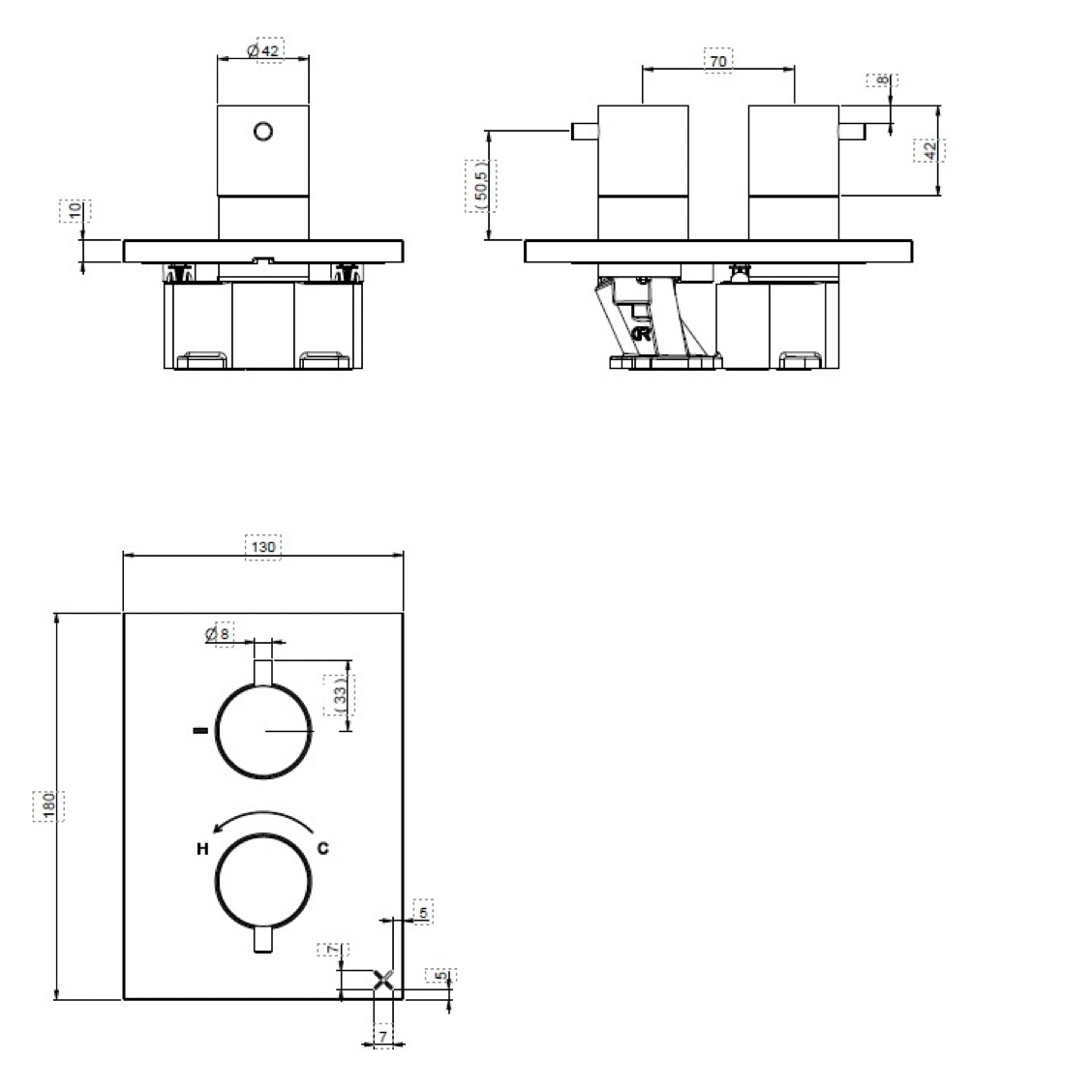 WOBO 3ONE6 Crossbox 1 Outlet Trim Set TECHNICAL