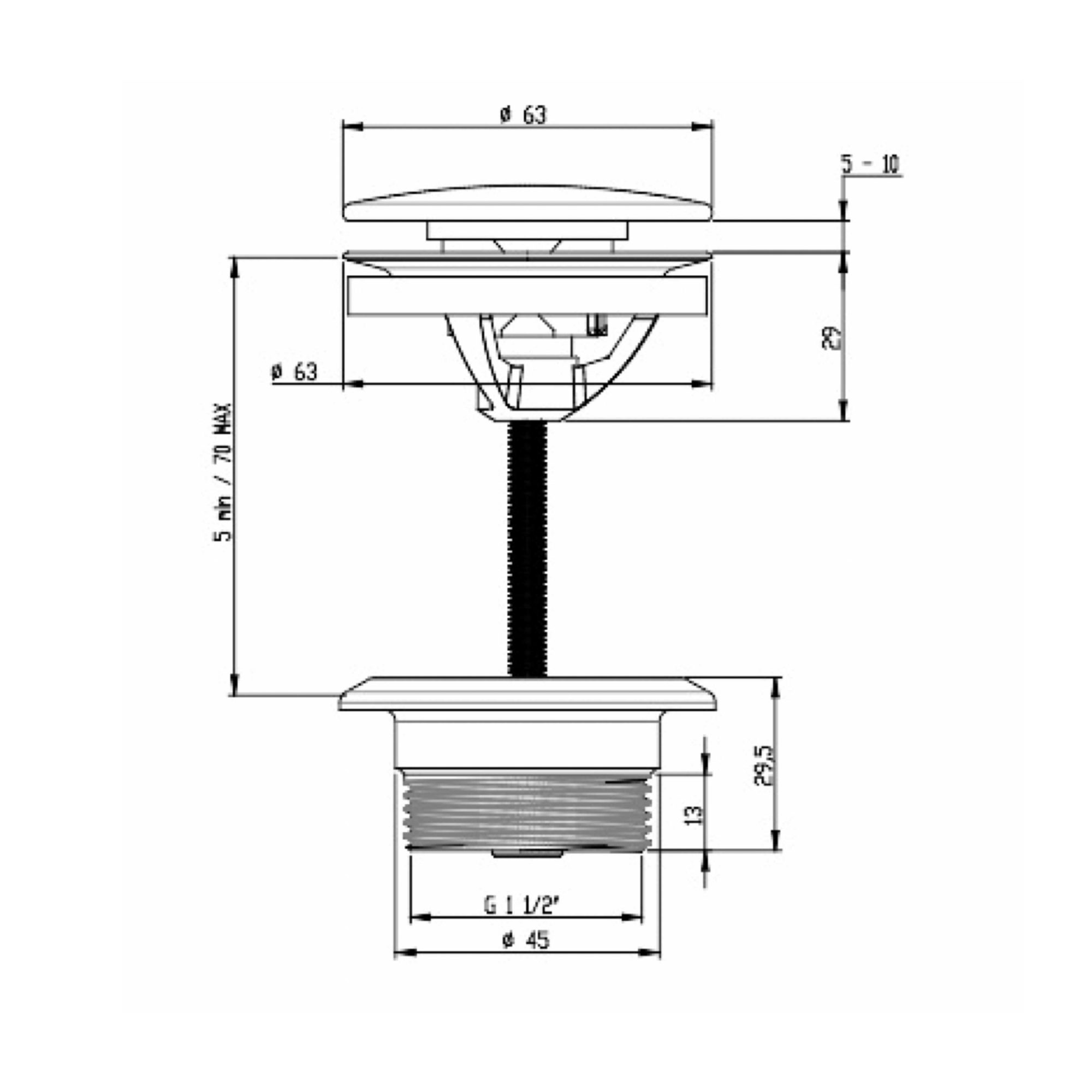 WOBO 3ONE6 Universal Click Clack Basin Waste Tecnical