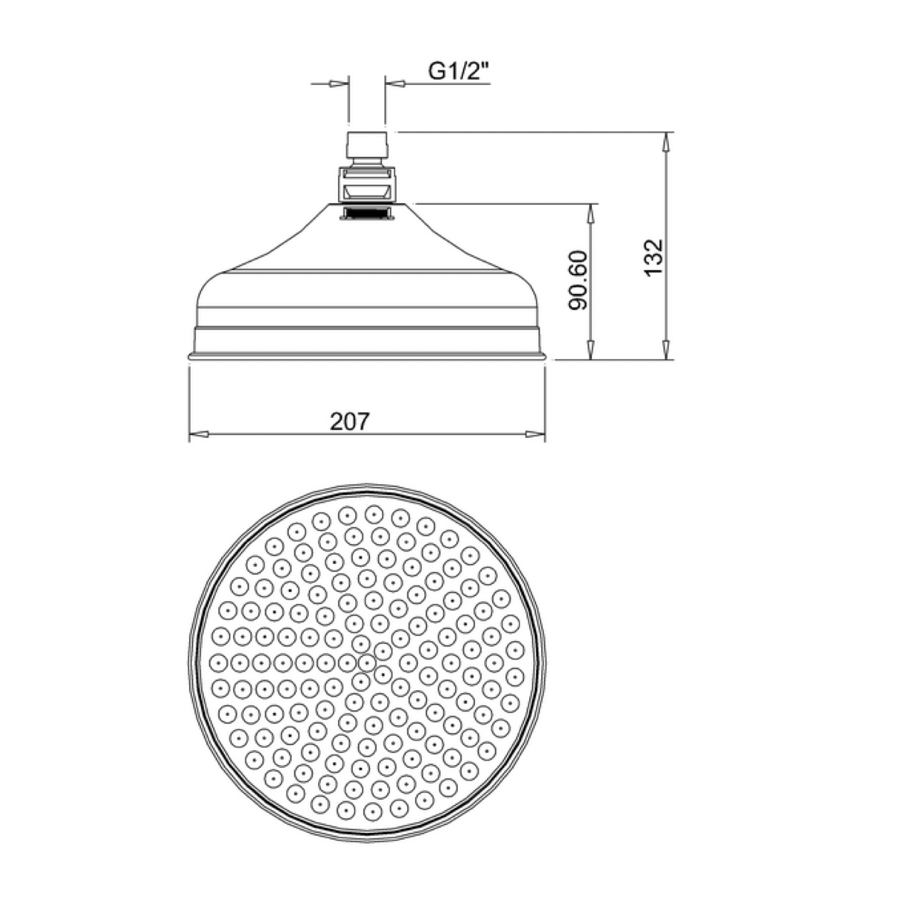 WOBO Belgravia 200mm Showerhead TECH