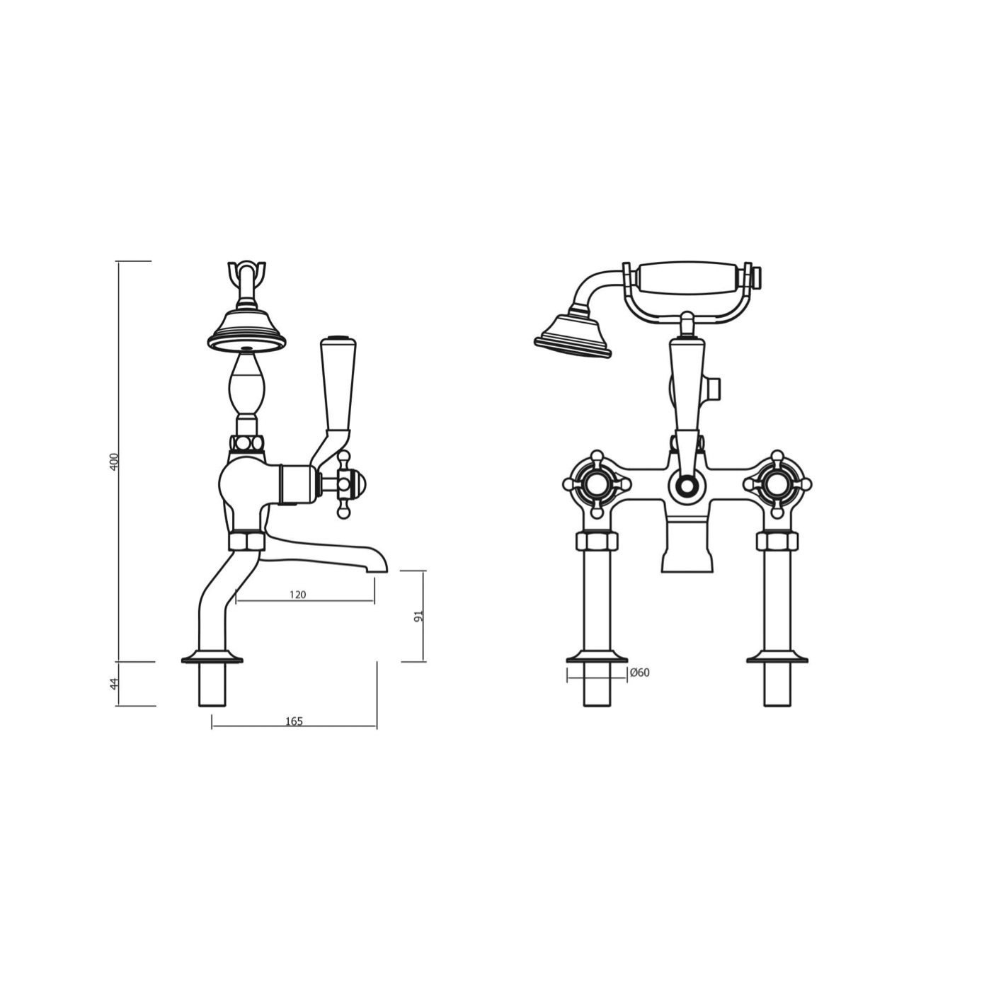 WOBO Belgravia Crosshead Bath Shower Mixer TECH