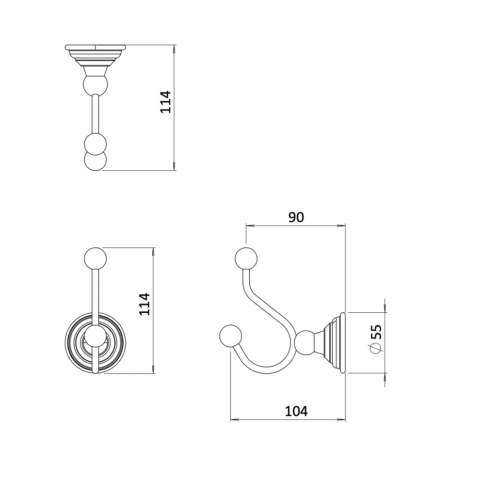 WOBO Belgravia Robe Hook Double TECH