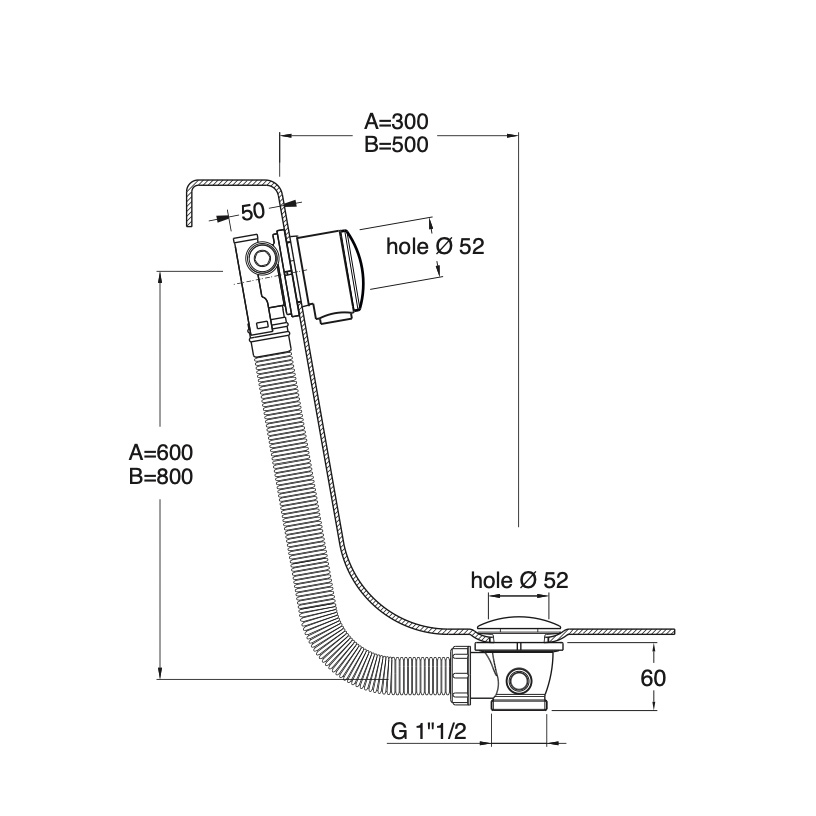 WOBO MPRO Bath Filler with Click Clack Waste Technical