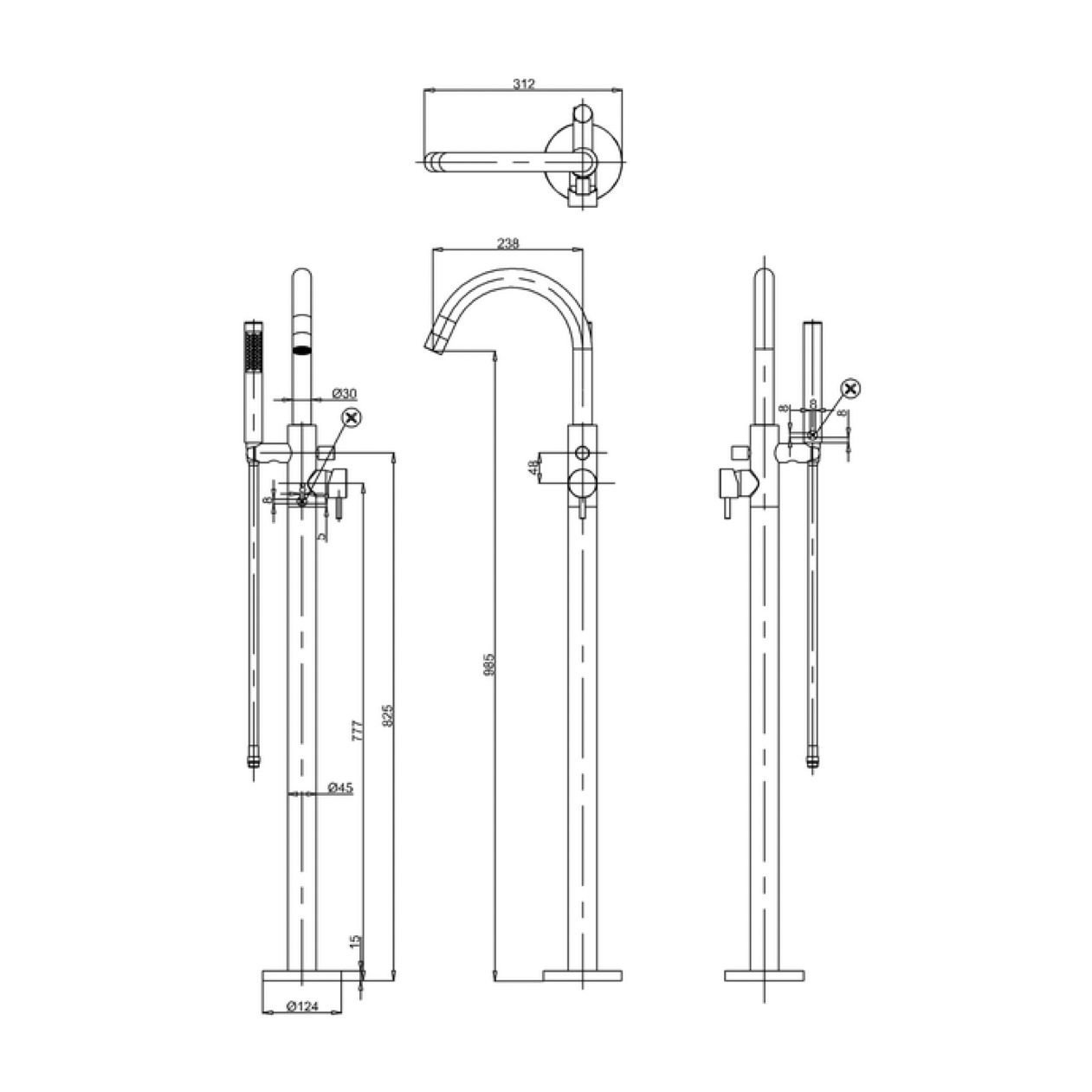 WOBO MPRO Bath Shower Mixer Technical