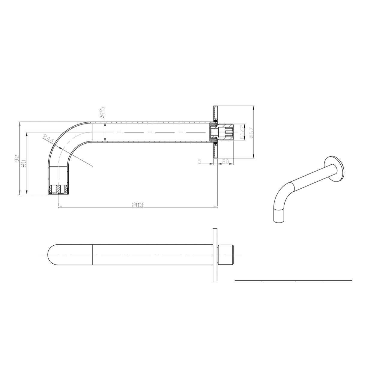 WOBO MPRO Bath Spout Technical