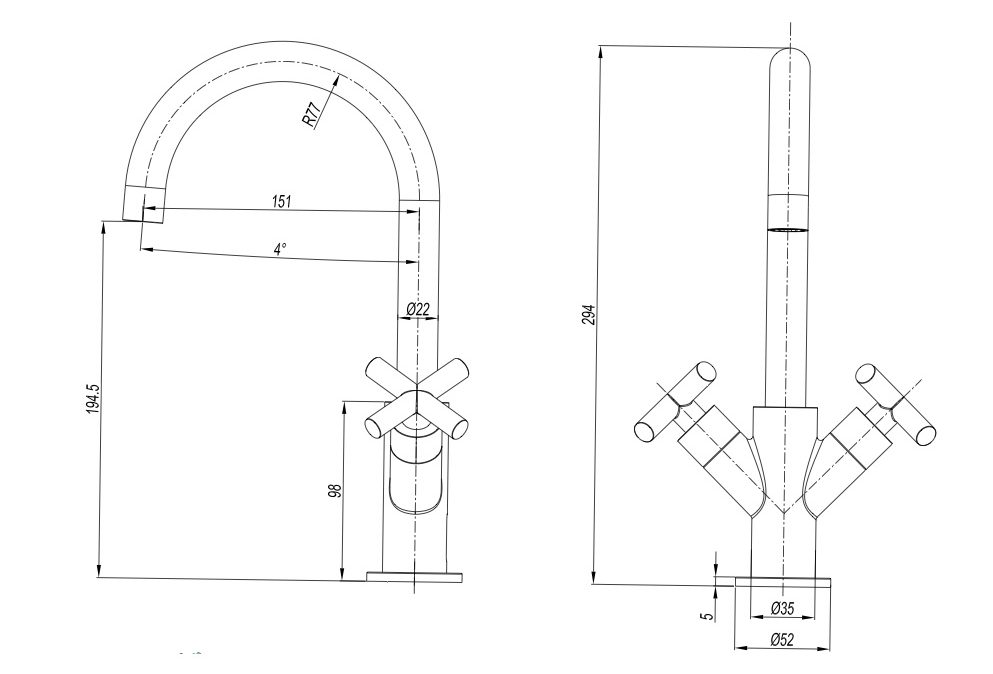 WOBO MPRO Crosshead Monobloc Basin Mixer Technical