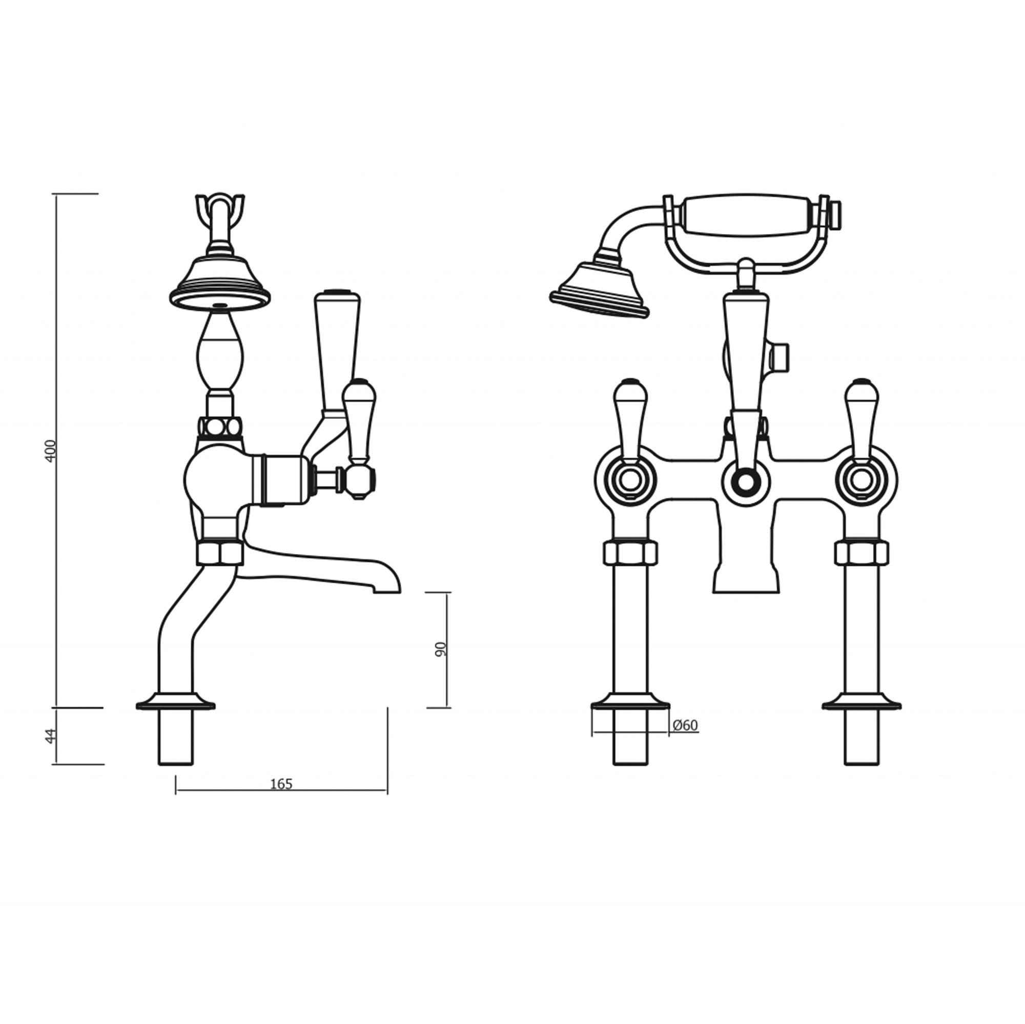 WOBO Belgravia Bath Shower Mixer with Kit Technical