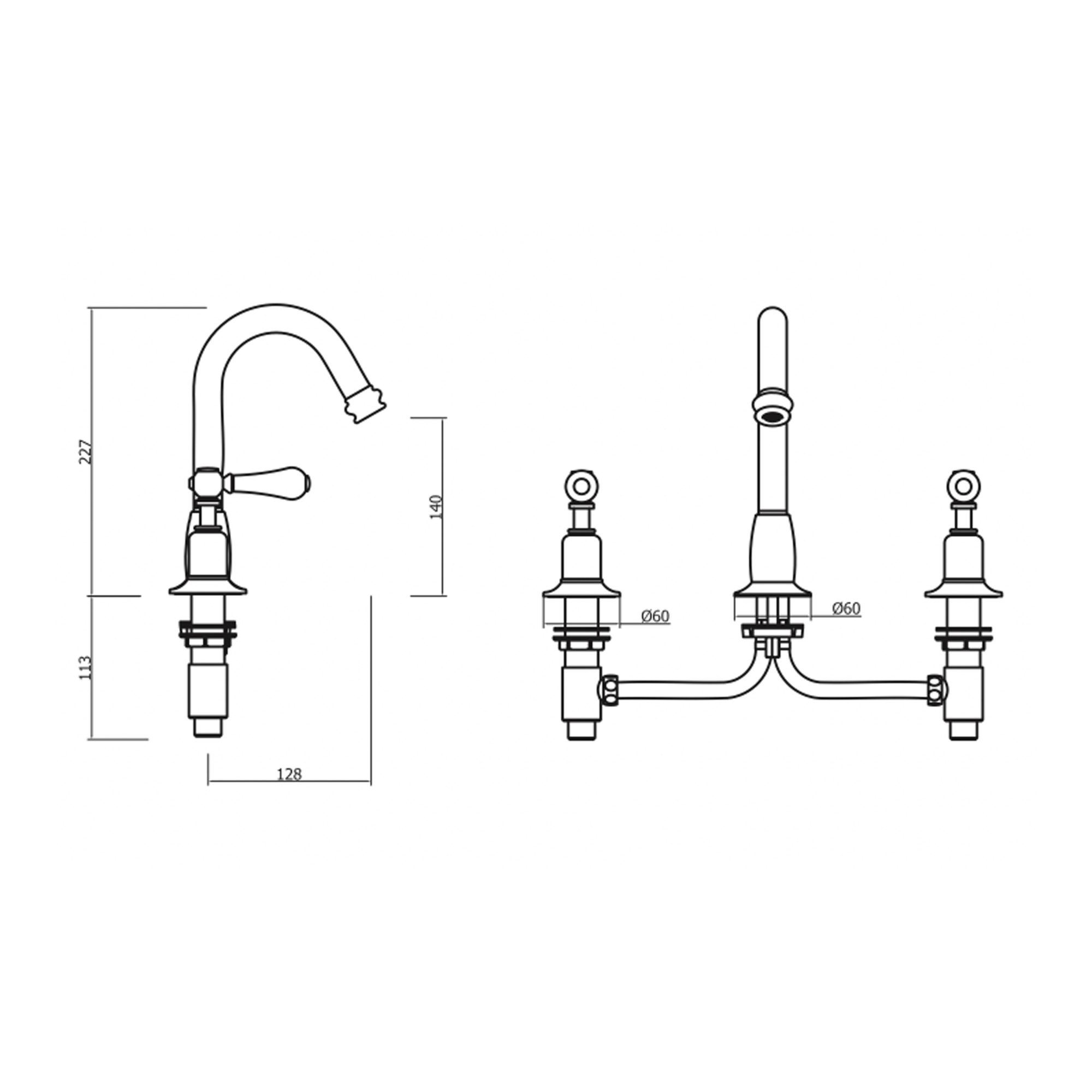 WOBO Belgravia Lever Basin 3 Hole Set TECH