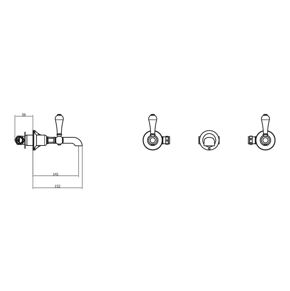 WOBO Belgravia Lever Basin 3 Hole Set TECHNICAL