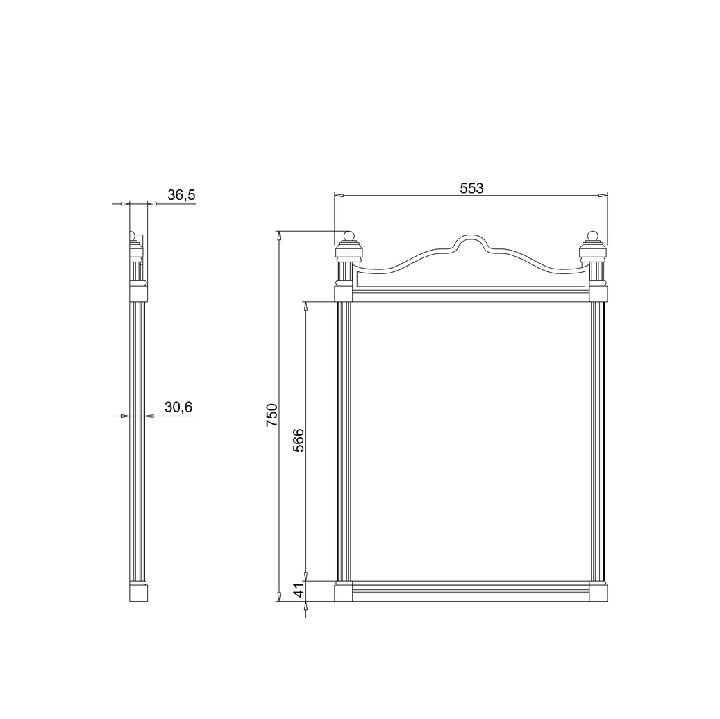 WOBO Burlington Brushed Aluminium Frame Mirror Technical