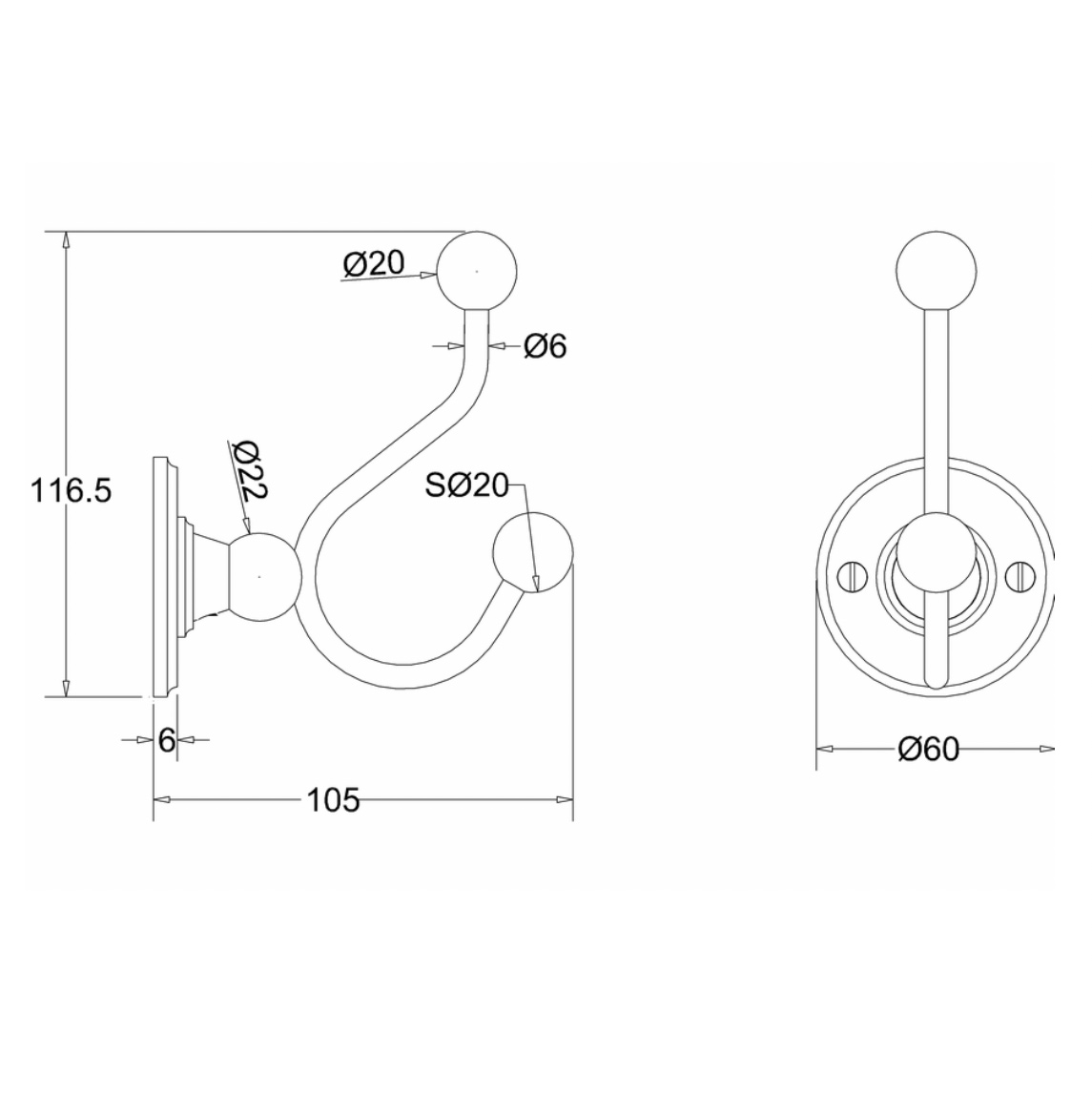 WOBO Burlington Double Robe Hook – Tech