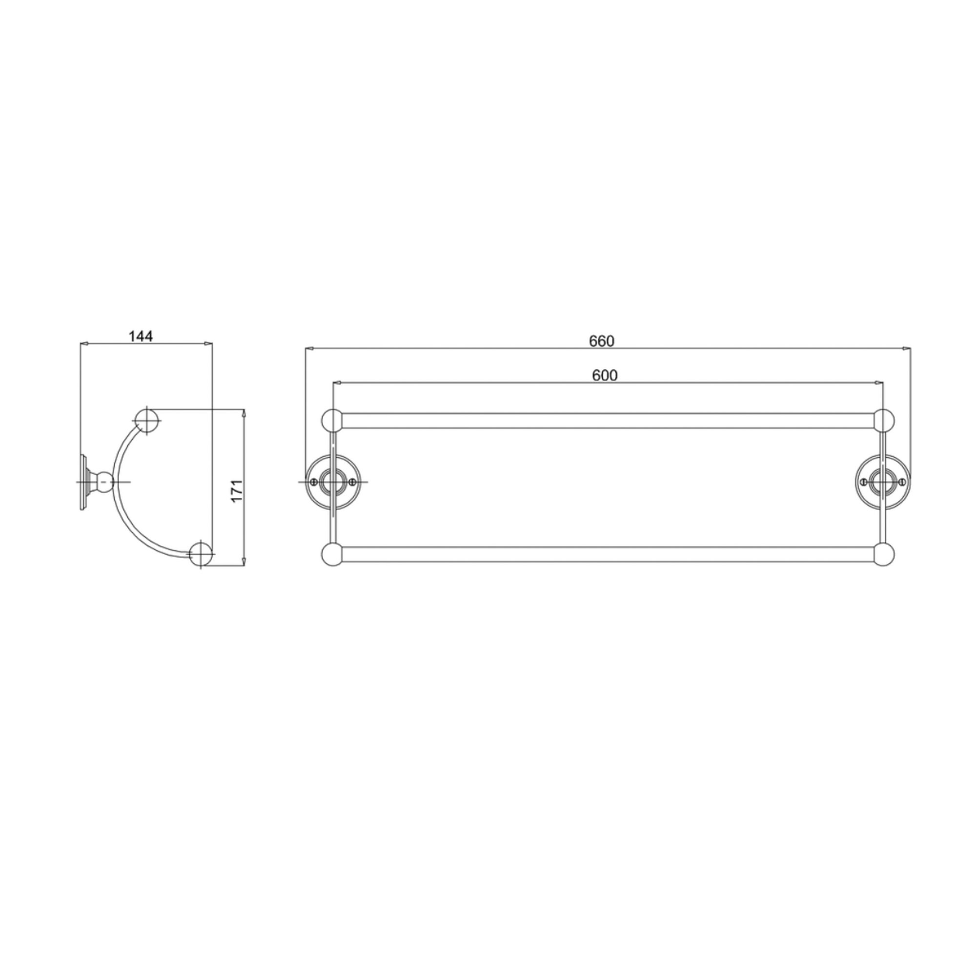 WOBO Burlington Double Towel Rail Technical