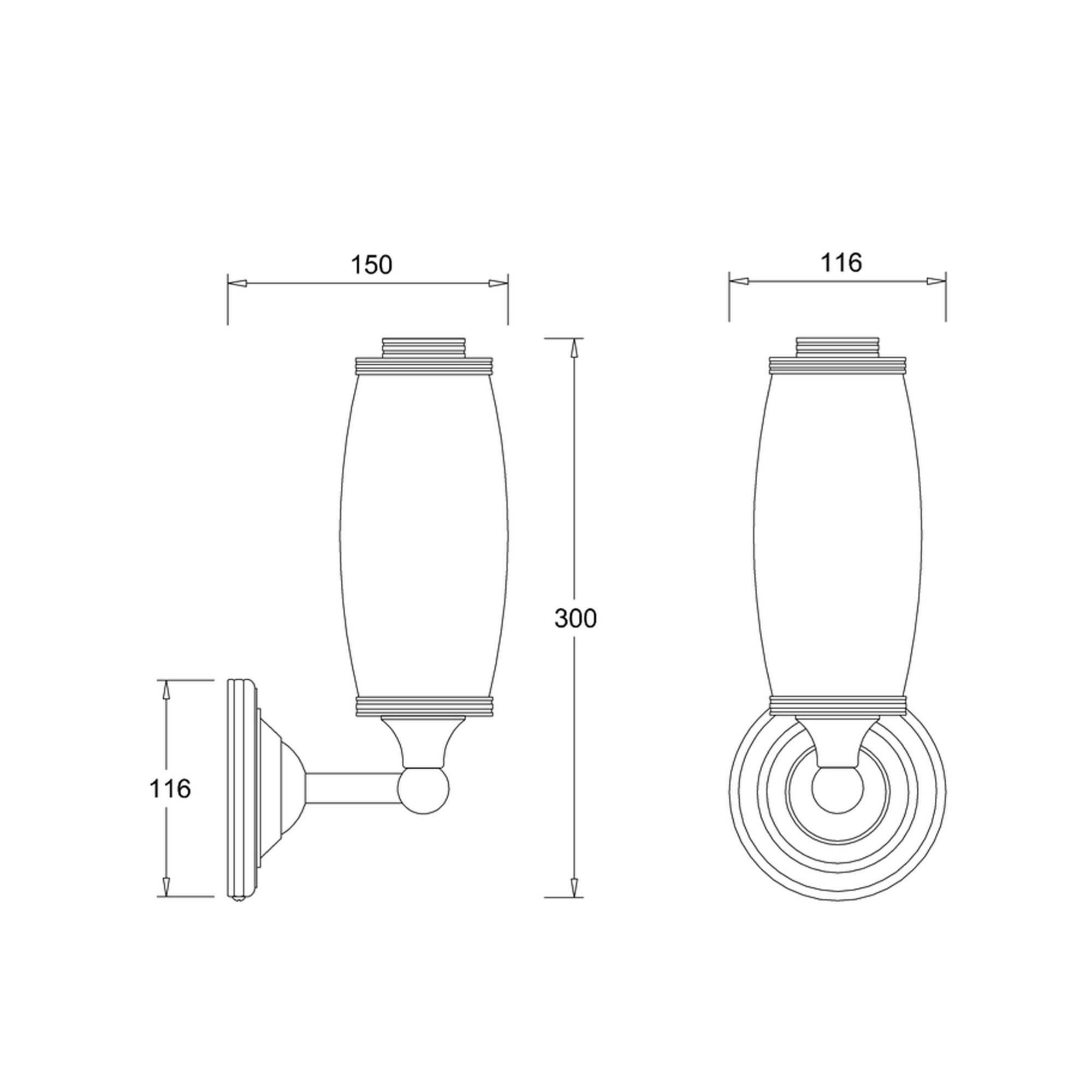 WOBO Burlington Round Wall Light with Chrome Base & Opal Glass Tube Shade TECH