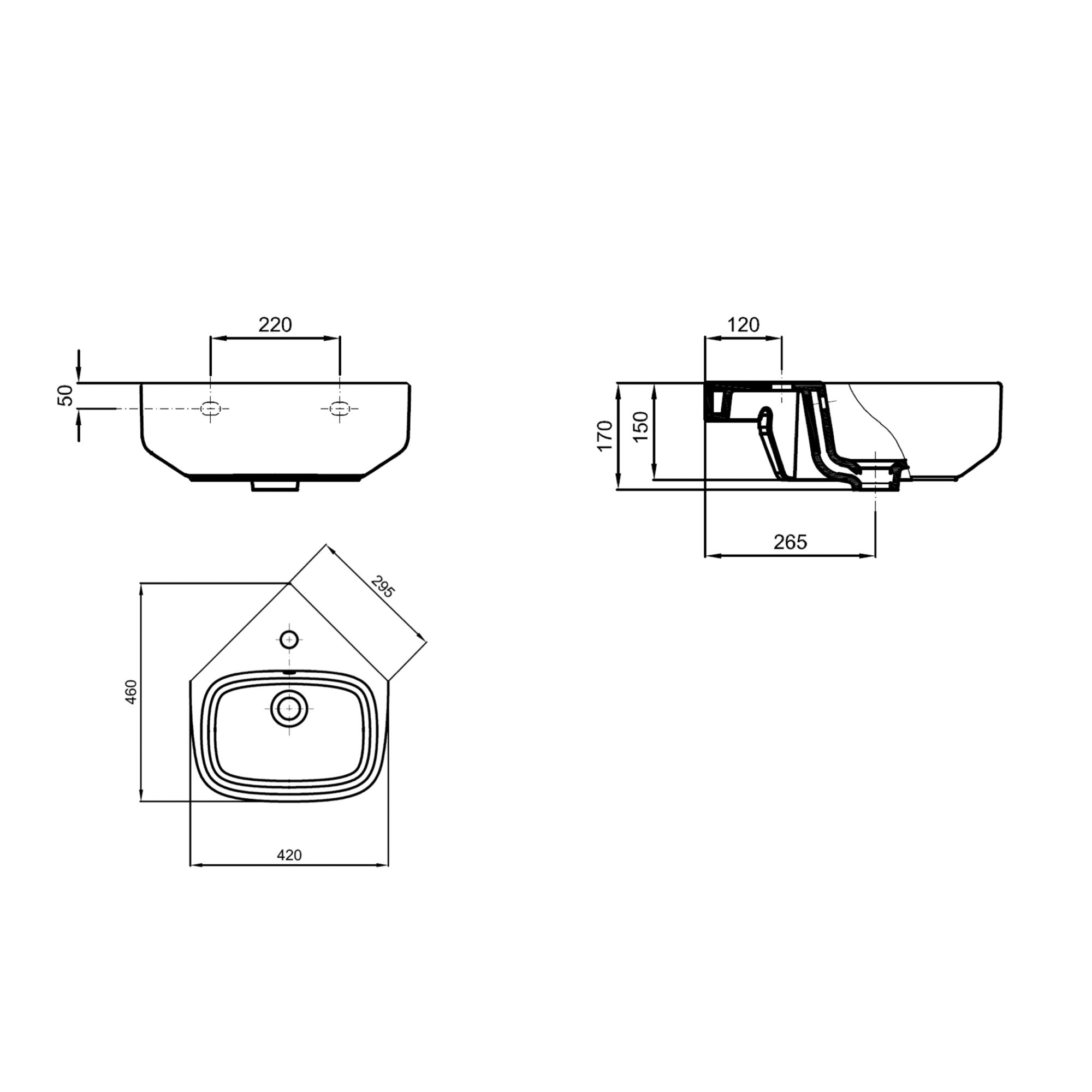 WOBO Crosswater Kai S Corner Basin TECH