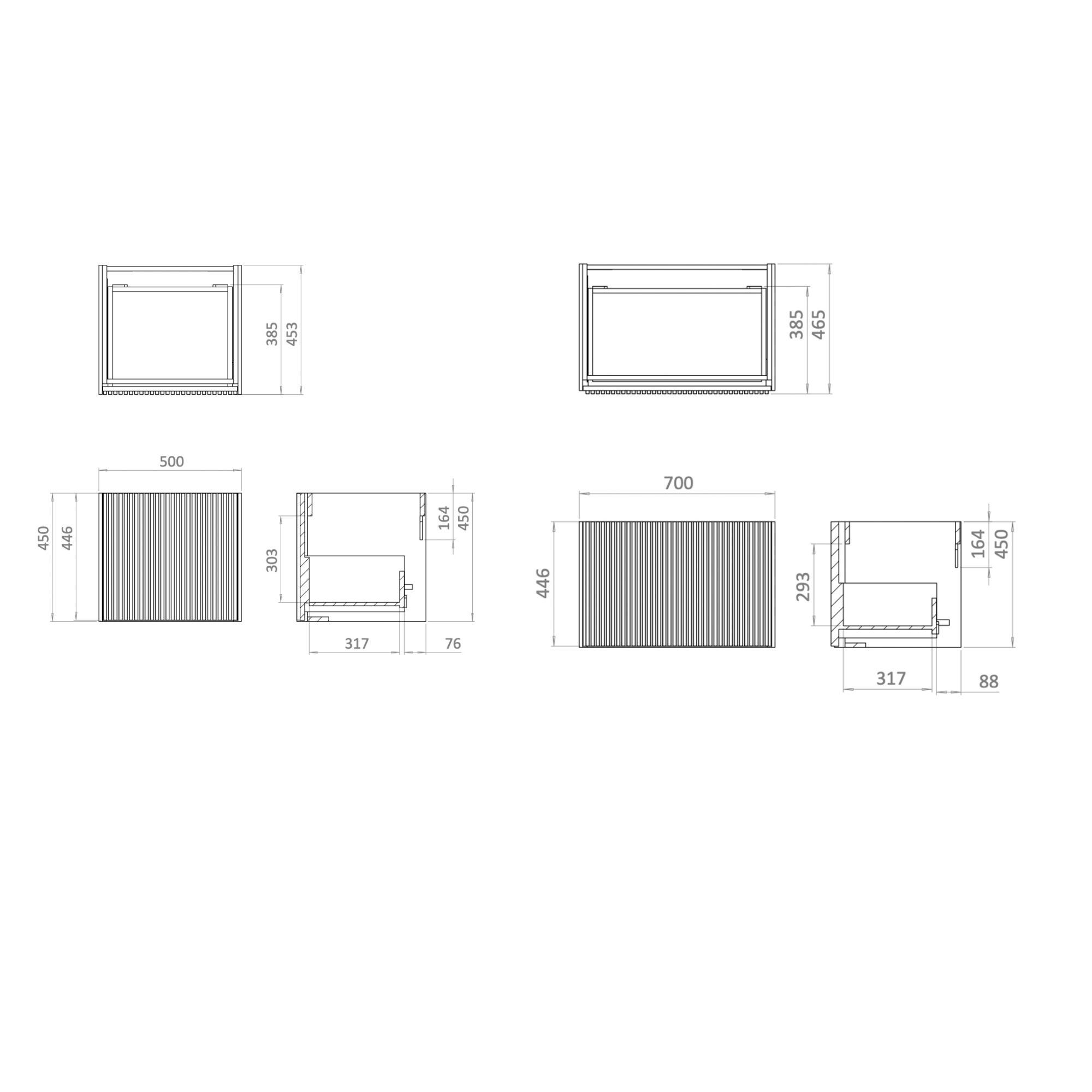 WOBO Crosswater Limit Single Drawer Basin & Vanity Unit Technical