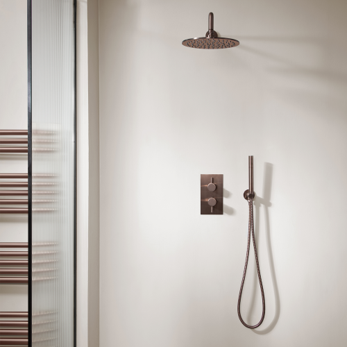 12 Vos Brushed Bronze shower set with handset set