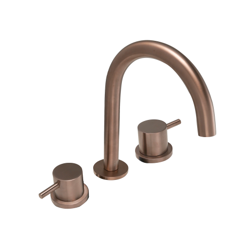 YOO 3 Hole Deck Mounted Basin Mixer, 160mm - Blushed Bronze