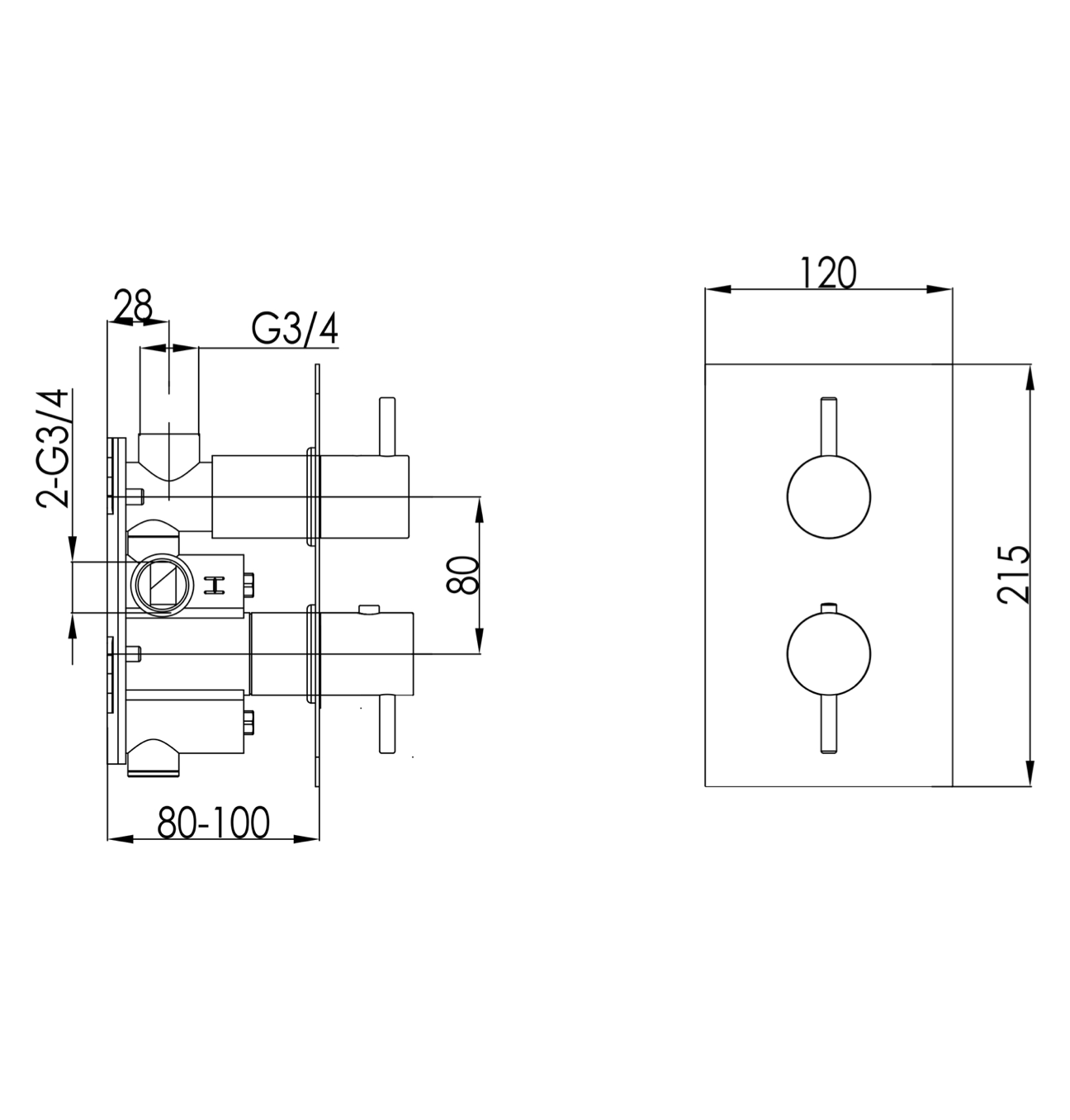 YOO 1 Outlet Thermostatic Shower Valve tech