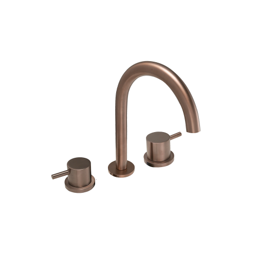 YOO 3 Hole Deck Mounted Basin Mixer, 160mm Bronze