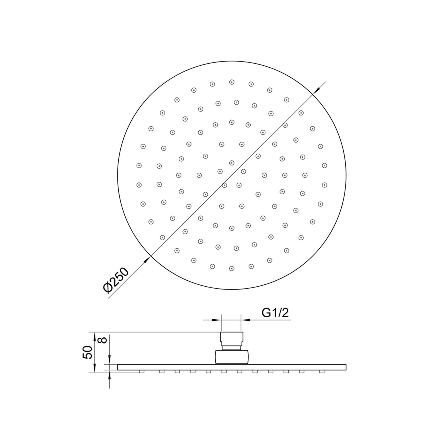 YOO Shower Head 250mm tech