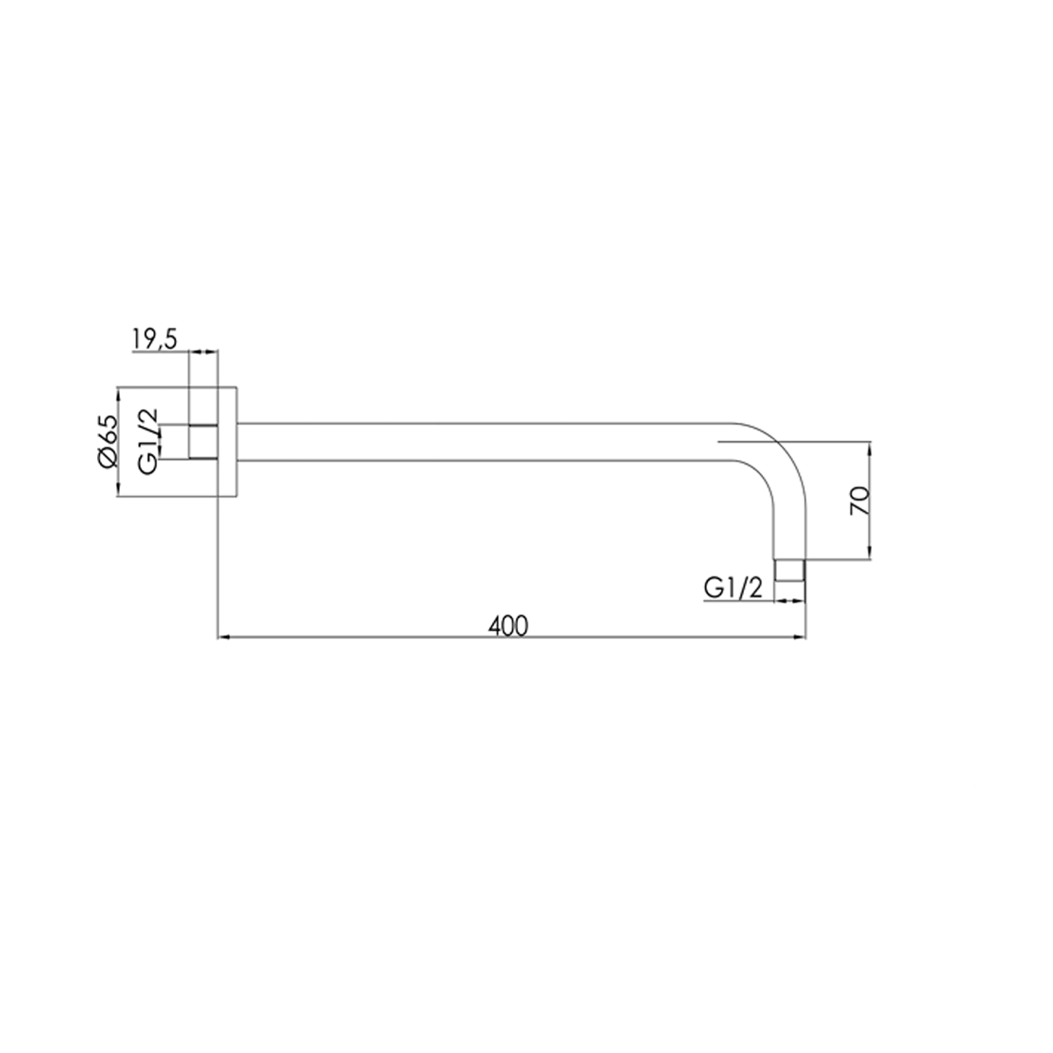 Wall Shower Arm 400mm - technical