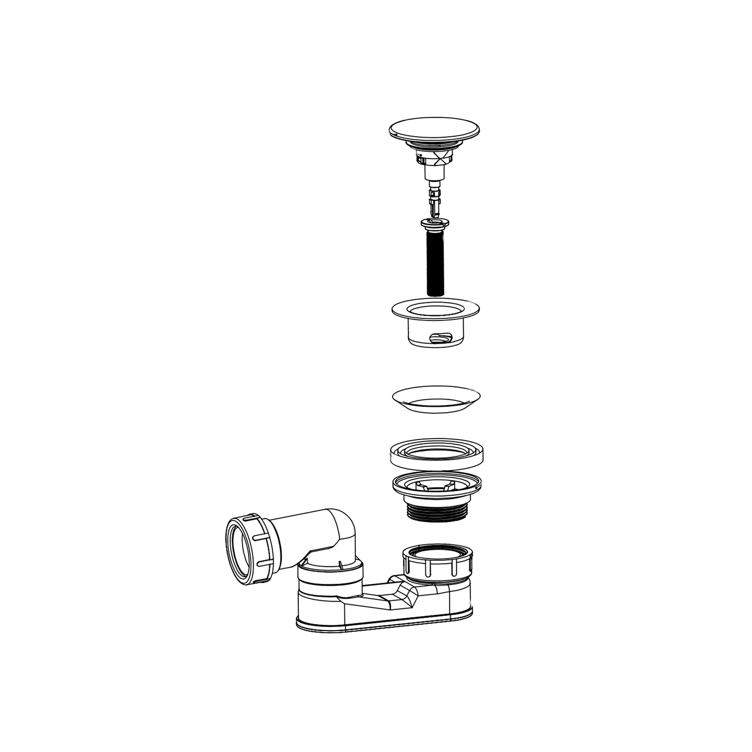 Bio Solid Surface Bath Waste For Baths With Overflow, Matt White West