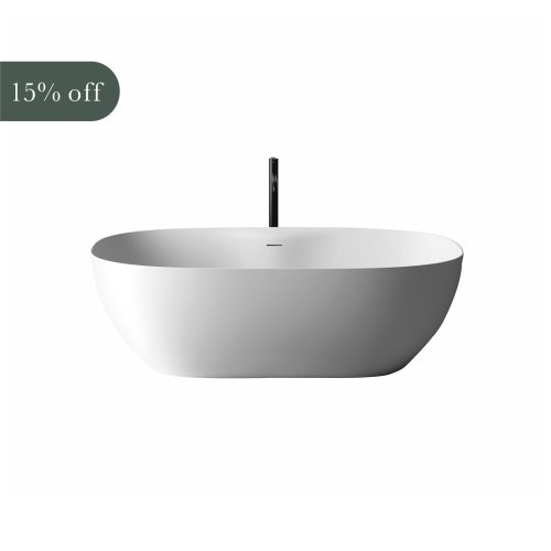 West One Bathrooms Online Aidos Bio Solid Surface Freestanding Bath With Overflow Green Tag