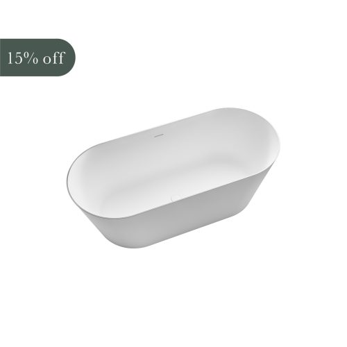 West One Bathrooms Online Hades Bio Solid Surface Freestanding Bath with overflow Green Tag5