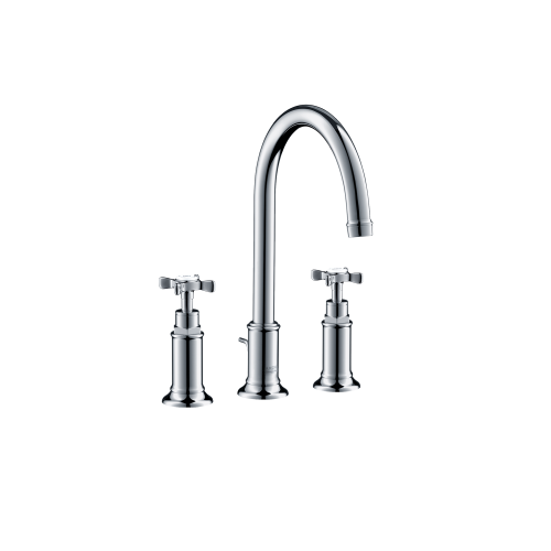 AXOR Montreux 3 hole basin mixer 180 with cross handles and pop up waste chrome