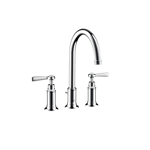 AXOR Montreux 3 hole basin mixer 180 with lever handles and pop up waste chrome