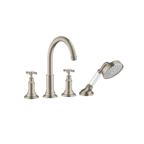 AXOR Montreux 4 hole rim mounted bath mixer with Secubox brushed nickel cross