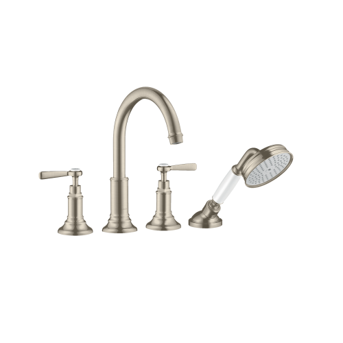 AXOR Montreux 4 hole rim mounted bath mixer with Secubox brushed nickel lever