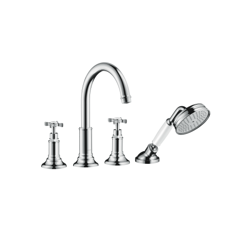 AXOR Montreux 4 hole rim mounted bath mixer with Secubox chrome cross