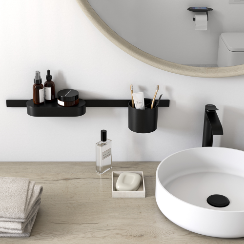 hansgrohe WallStoris Bathroom bundle matt black lifestyle