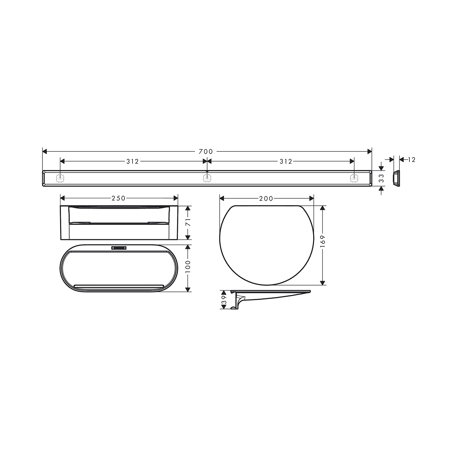 hansgrohe WallStoris Bathtub bundle technical