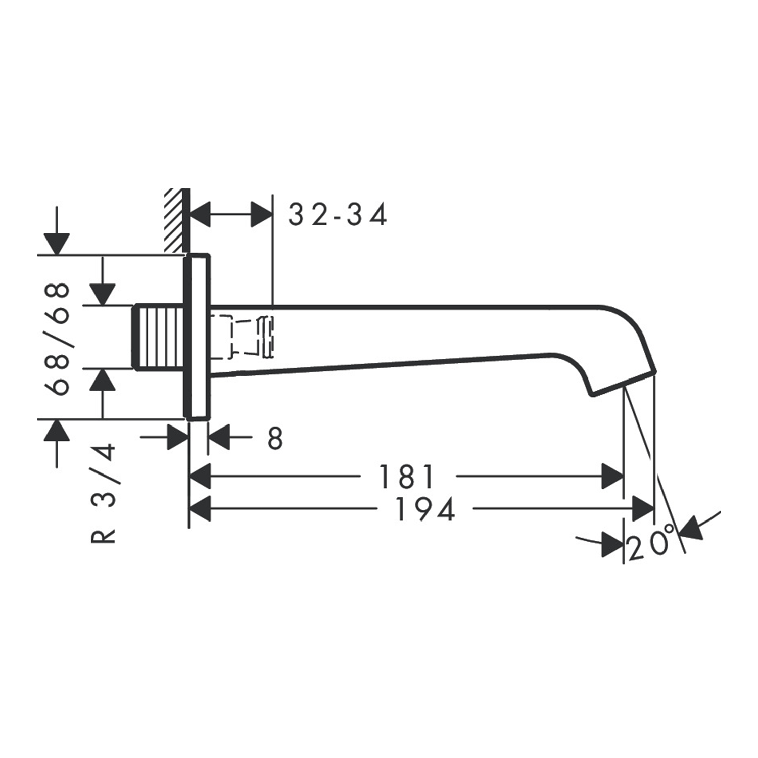 west one bathrooms AXOR Citterio E Bath spout technical