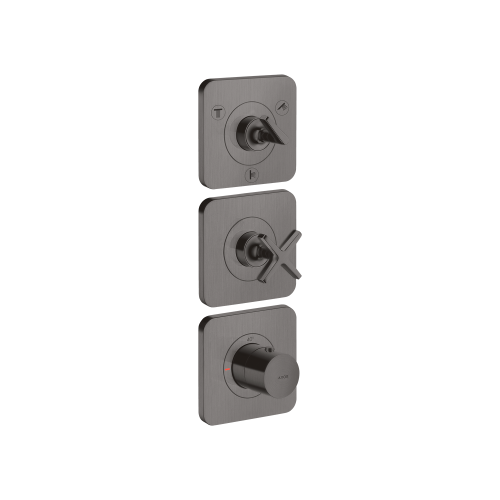 west one bathrooms AXOR Citterio E Thermostatic module 3 outlets with escutcheons brushed black chrome