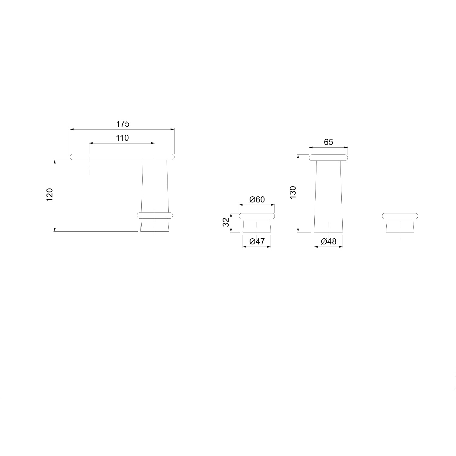 GLLT066WOC00 GLAM 3 Hole Deck Mounted Basin Mixer technical