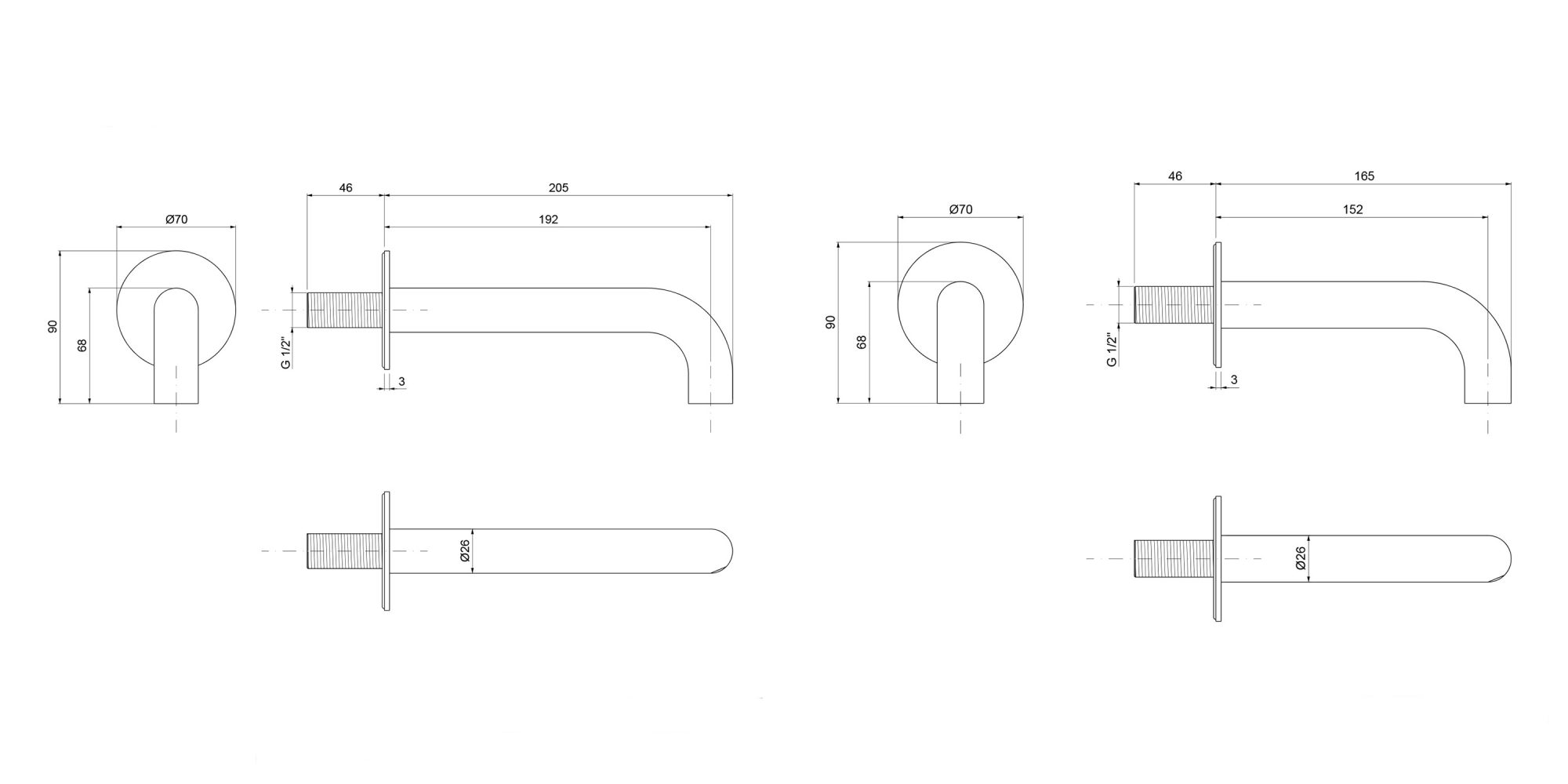 west one bathrooms online MIBO756WOC Micro Bath Spout technical