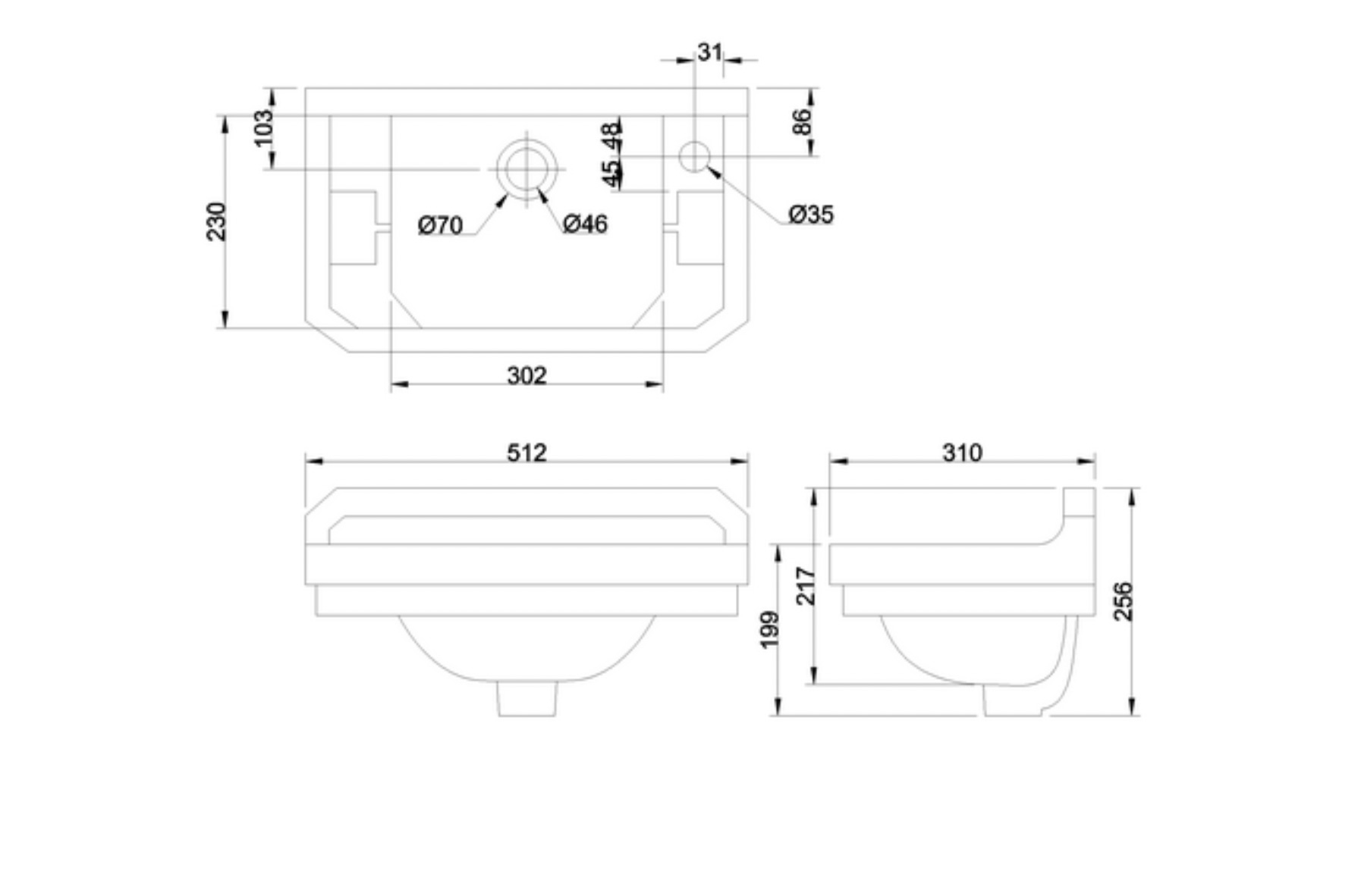 West One Bathrooms – Edwardian Cloakroom Basin