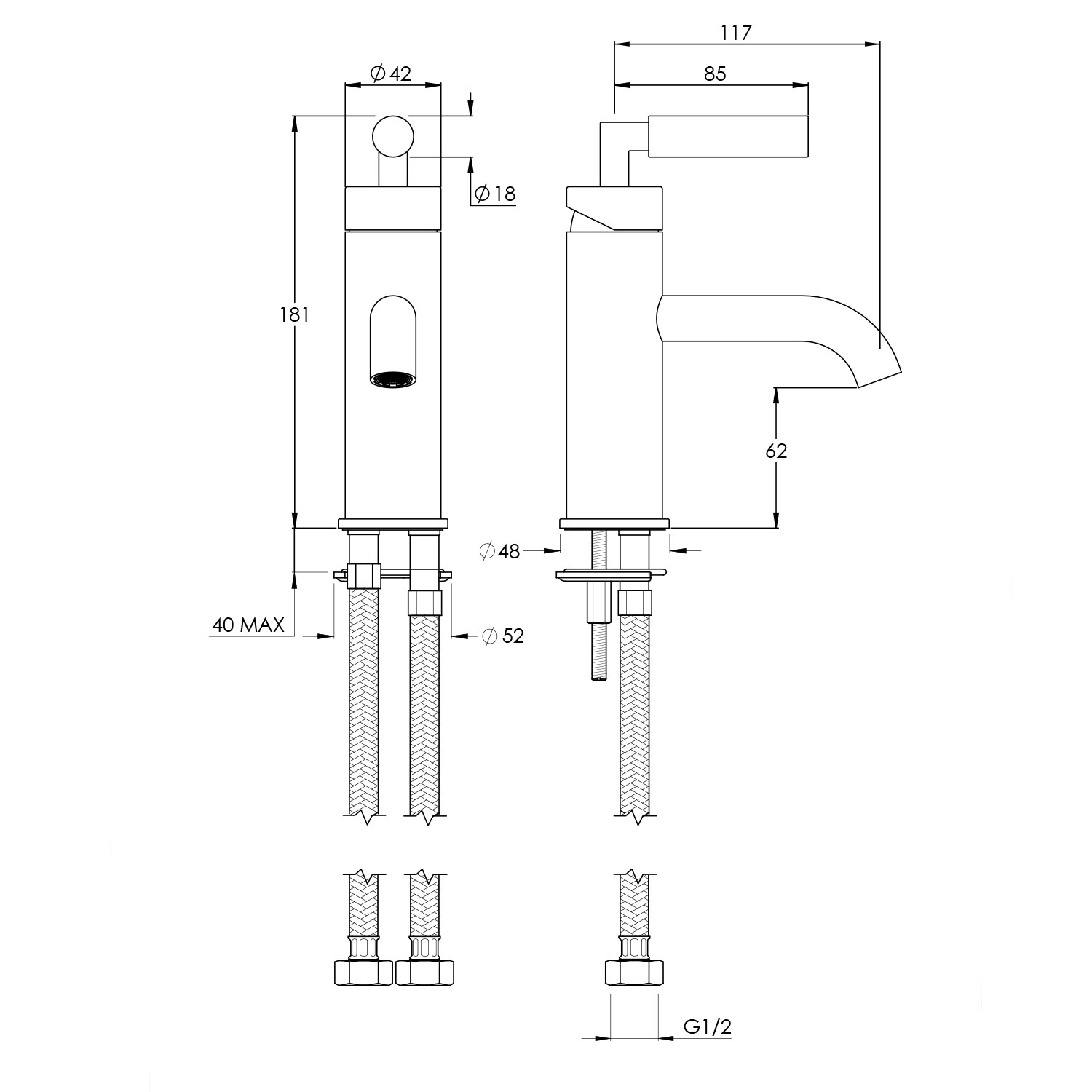 WOBO ZU1000 Mono Basin Mixer technical