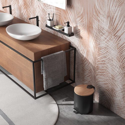 West One Bathrooms – 1409 41 kenta pedal bin 5L black bamboo lifestyle 1